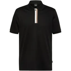 Hugo Boss Mens Zip Polo Shirt Black XL
