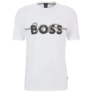 Hugo Boss Mens Noodle Logo T Shirt White XL