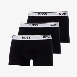 Hugo Boss Stretch-Cotton Trunks With Logo Waistbands 3-Pack Black #737301