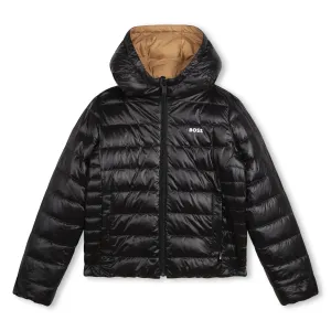 Boss Boys Reversible Jacket in Black Beige 16A 100% Polyamide - Lining: Padding: 90% Down, 10% Feathers