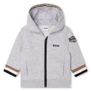 Boss Baby Boys Logo Hoodie in Grey 09M Chine 87% Cotton, 13% Polyester - Trimming: 97% 3% Elastane Lining: 100% Cotton