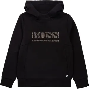 Hugo Boss Boys Black Cotton Logo Hoodie 12Y #672602
