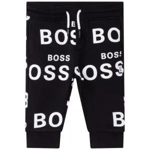 Hugo Boss Boys Black Cotton Logo Joggers 2Y