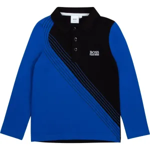 Hugo Boss Boys Long Sleeve Polo Blue & Black 6Y