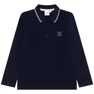 Hugo Boss Boys Navy Logo Polo Shirt 14Y Black
