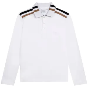Hugo Boss Shoulder Stripe Polo Shirt White 16Y