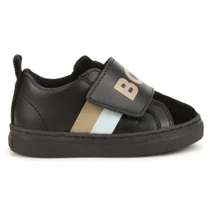Boss Baby Boys Stripe Sneakers in Black 19 100% Leather - Lining: Outsole: Synthetic