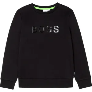 Hugo Boss Boys Black Cotton Logo Sweater 10Y