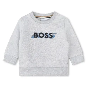 Boss Baby Boys Logo Sweater in Grey 09M Chine 87% Cotton, 13% Polyester - Trimming: 97% 3% Elastane