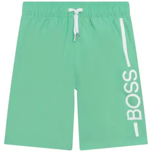 Hugo Boss Boys Logo Swim Shorts Green 14Y
