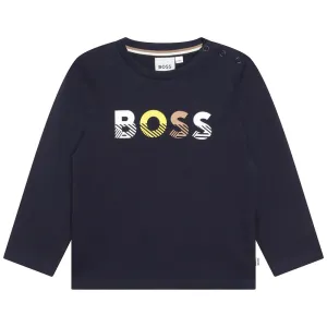 Hugo Boss Baby Boys Logo Long Sleeved T-shirt Navy, 6M / NAVY
