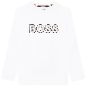 Hugo Boss Baby Boys Logo Long Sleeved T-shirt White 12M