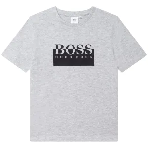 Hugo Boss Boys Grey Cotton Logo T-shirt 10Y