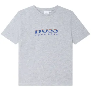Hugo Boss Boys Grey Logo T-shirt 10Y
