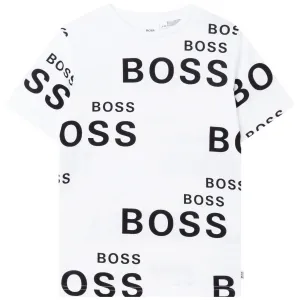 Hugo Boss Boys White Logo T-shirt 16Y