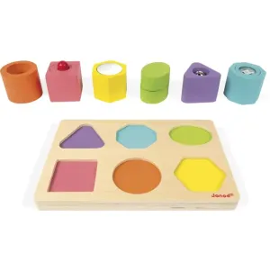 Janod Wood Shapes and Sound activity puzzle toy 12 m+ 6 pc