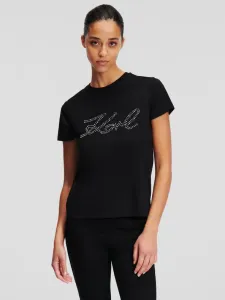 Karl Lagerfeld Rhinestone Logo T-shirt Black
