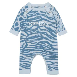 Kenzo Baby Boys Cotton Knit Romper Blue 3M