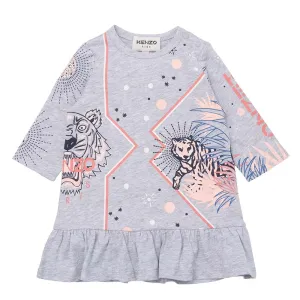 Kenzo Baby Girls Tiger Print Dress Grey 2Y