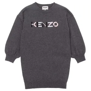 Kenzo Girls Logo Dress Grey 12Y