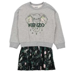Kenzo Girls Elephant Print Sweater And Dress Grey 8Y