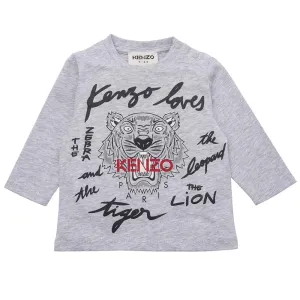 Kenzo Baby Boys Long Sleeve Tiger T-shirt Grey 9M