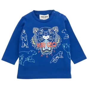 Kenzo Baby Boys Tiger Print T-shirt Blue 3Y