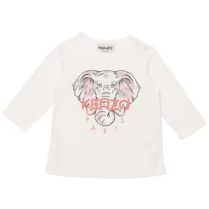 Kenzo Baby Girls Elephant Print T-shirt White 3A