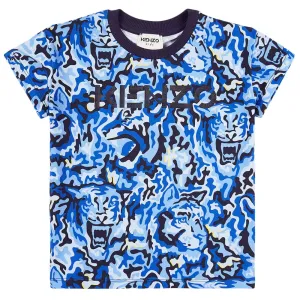 Kenzo Boys Graphic Print T-shirt Blue 6Y