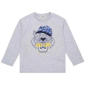 Kenzo Boys Long Sleeve Tiger T-shirt Grey 8A