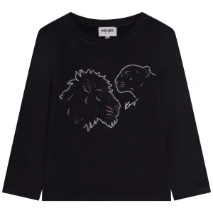 Kenzo Boys Tiger Print Long Sleeve T-shirt Charcoal Grey 8Y #1576420