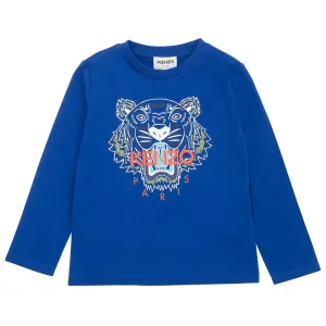 Kenzo Boys Tiger Print T-shirt Blue 10Y