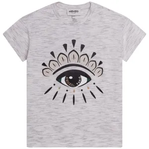 Kenzo Girls Eye Print T-shirt Grey 10Y