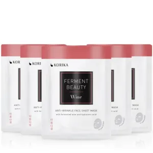 KORIKA FermentBeauty Set of 5 Anti-wrinkle Face Sheet Masks with Fermented Wine and Hyaluronic Acid face mask set at a reduced price