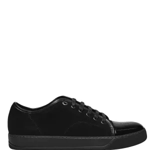 Lanvin Mens Suede And Patent Low Top Sneakers Black 6