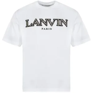 Lanvin Mens Curb Logo Appliquéd Cotton T-shirt White S