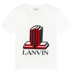 Lanvin Boys Double L Logo T-shirt White 14Y