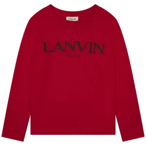 Lanvin Boys Logo Long Sleeved T-shirt Red 10Y