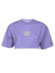 LIVINCOOL - Cotton Oversized Crop Logo T-shirt #1206304
