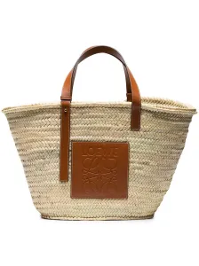 LOEWE PAULA'S IBIZA - Basket Raffia And Leather Tote Bag #1637788