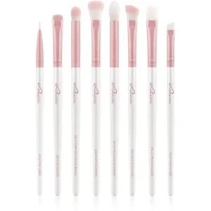 Luvia Cosmetics Prime Vegan All Eye Want brush set for the eye area Candy (Pearl White / Rose) 8 pc