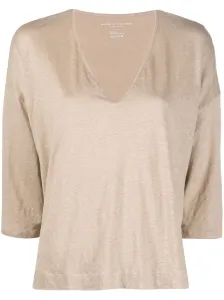 MAJESTIC - V-neck Linen Blend Sweater