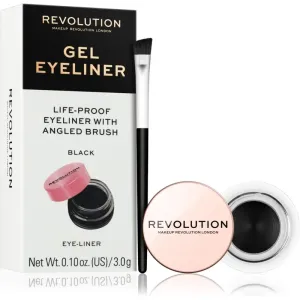 Makeup Revolution Gel Eyeliner Pot gel eyeliner with brush shade Black 3 g #252154