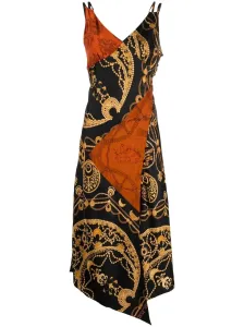 MARINE SERRE - Printed Long Cocktail Silk Dress #1636363