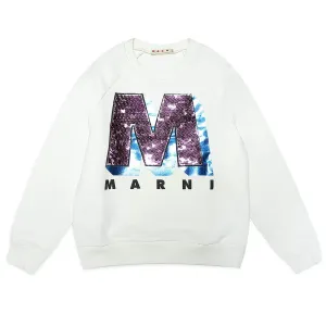 Marni Girls Sequin Logo Sweater White 4Y