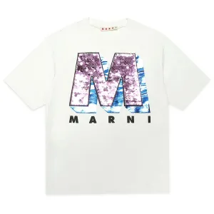 Marni Girls Sequin Logo T-shirt White 10Y