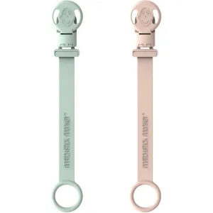 Matchstick Monkey Soother Clips dummy clip Mint Green & Dusty Pink 2 pc