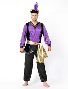 Halloween Arabian Costume Men Purple Outfit