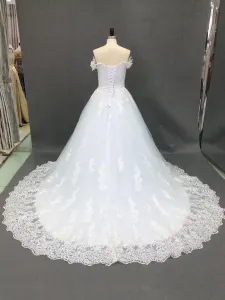 Wedding Dress 2023 Off The Shoulder Ball Gown Short Sleeve   Bridal Gowns With Train #438303