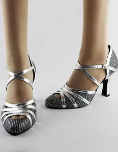 Ballroom Dance Shoes 2023 Latin Dancing Shoes Women Criss Cross Almond Toe High Heel Dance Shoes